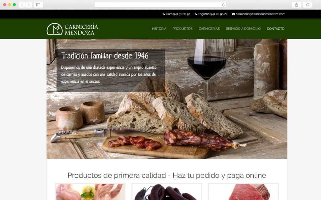Sitio Web de Carnicería Mendoza