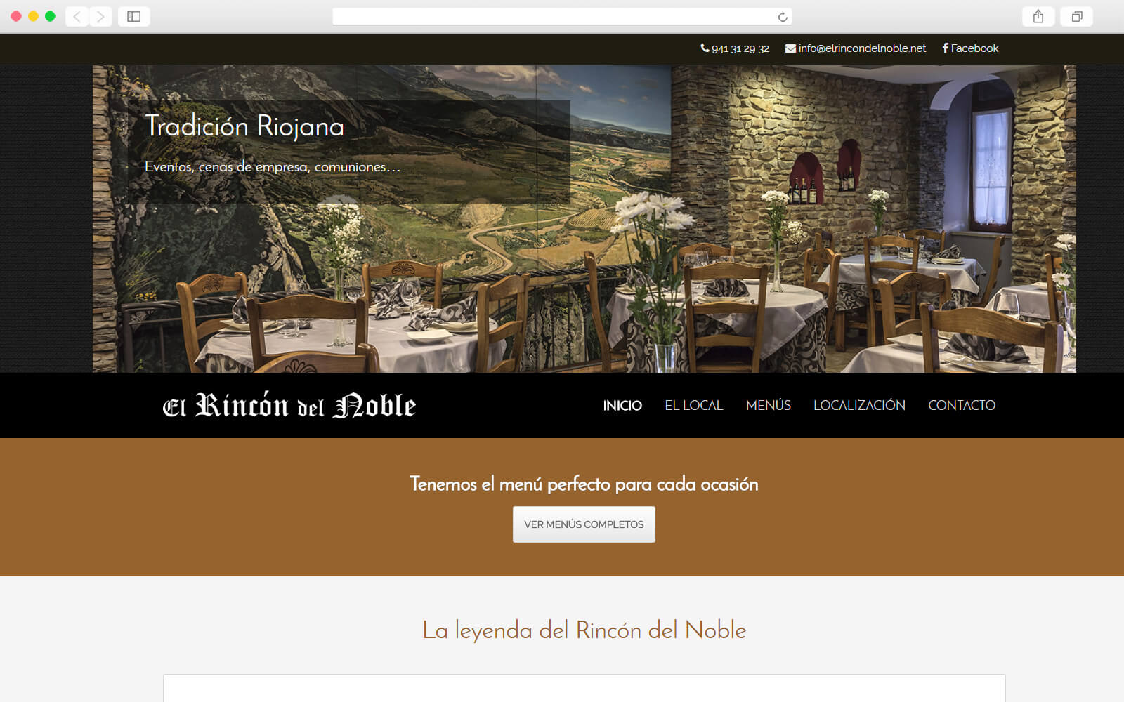 Home page del sitio Web de El Rincón del Noble