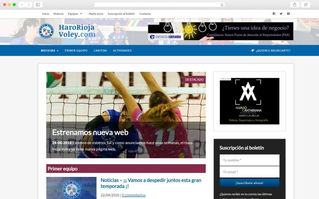 Home page del Club de Voley de Haro